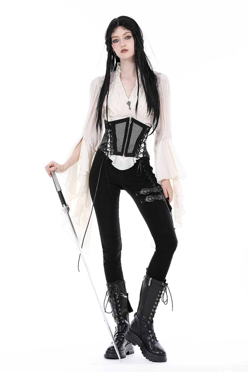 Gravekey Ruffled Flared Sleeve Top - Image 4