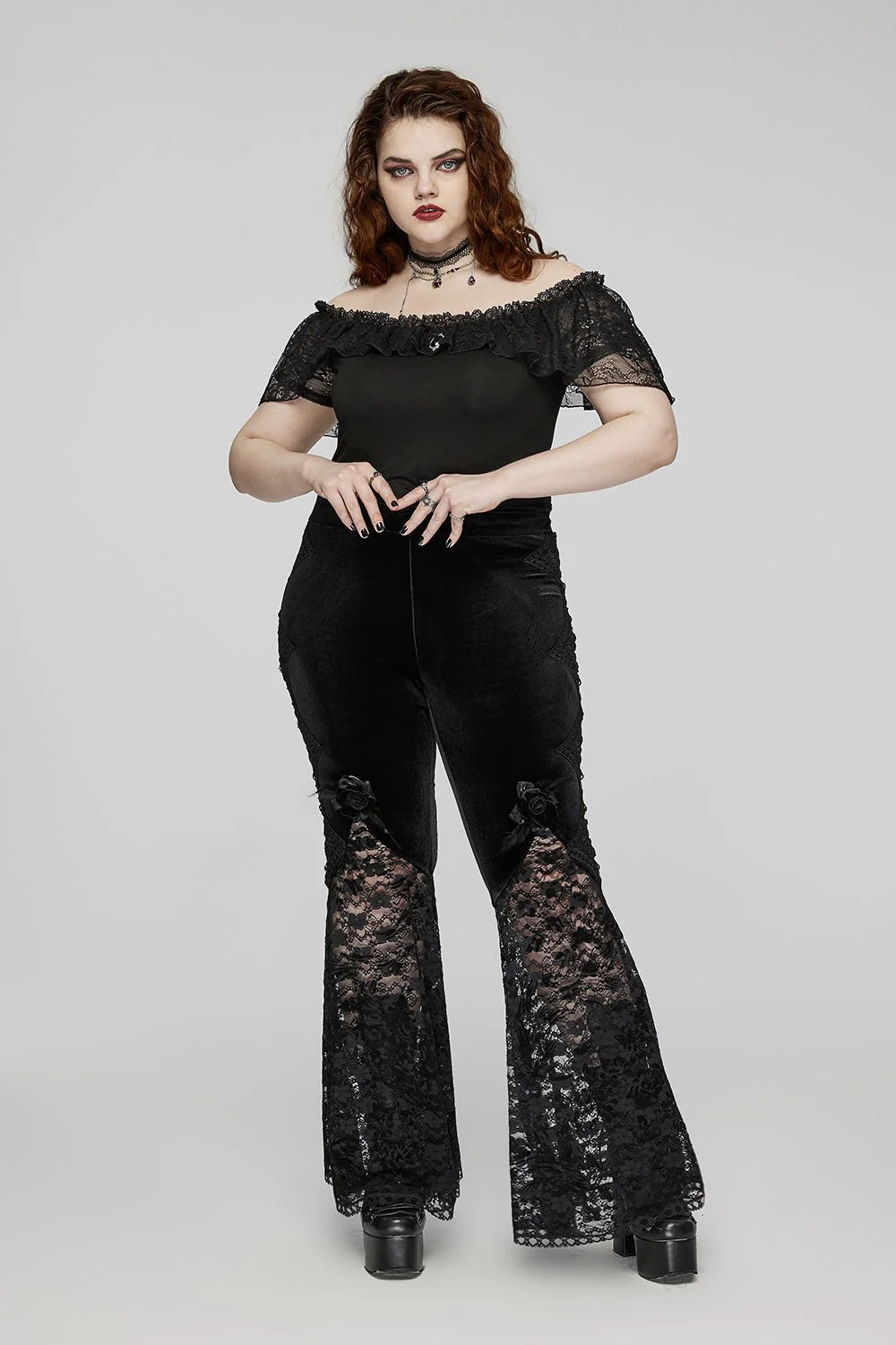 Graven Rose Velvet Lace Flares - Image 3