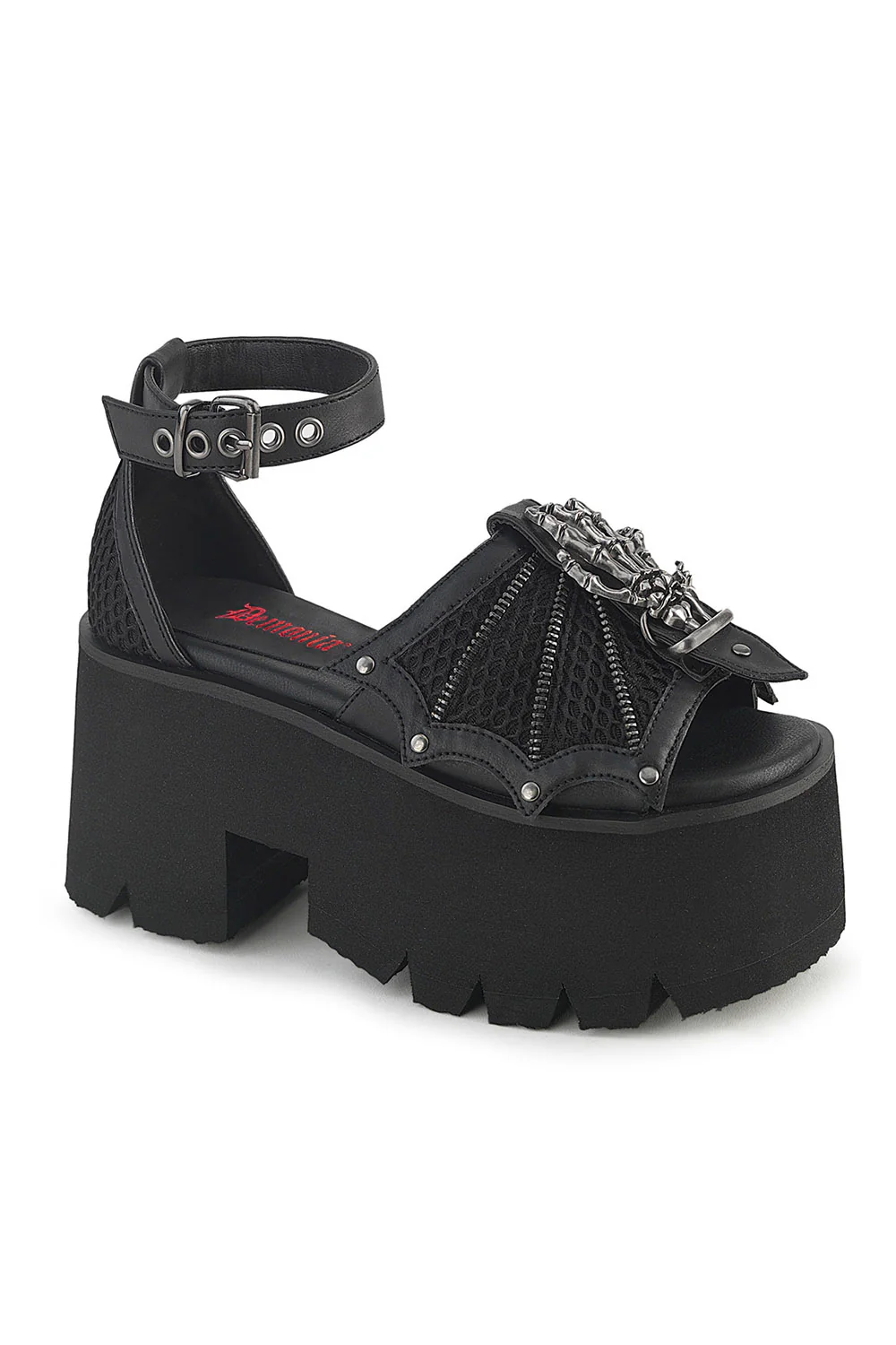 Gravewing Fishnet Platform Sandals [Ashes-11]