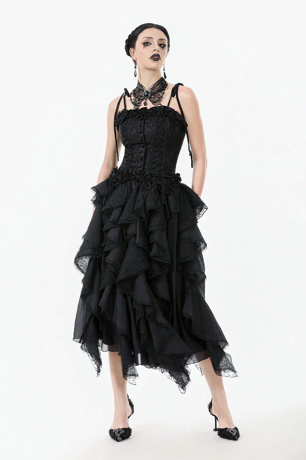 Graveyard Blossoms Ruffled Tank Top - Image 6