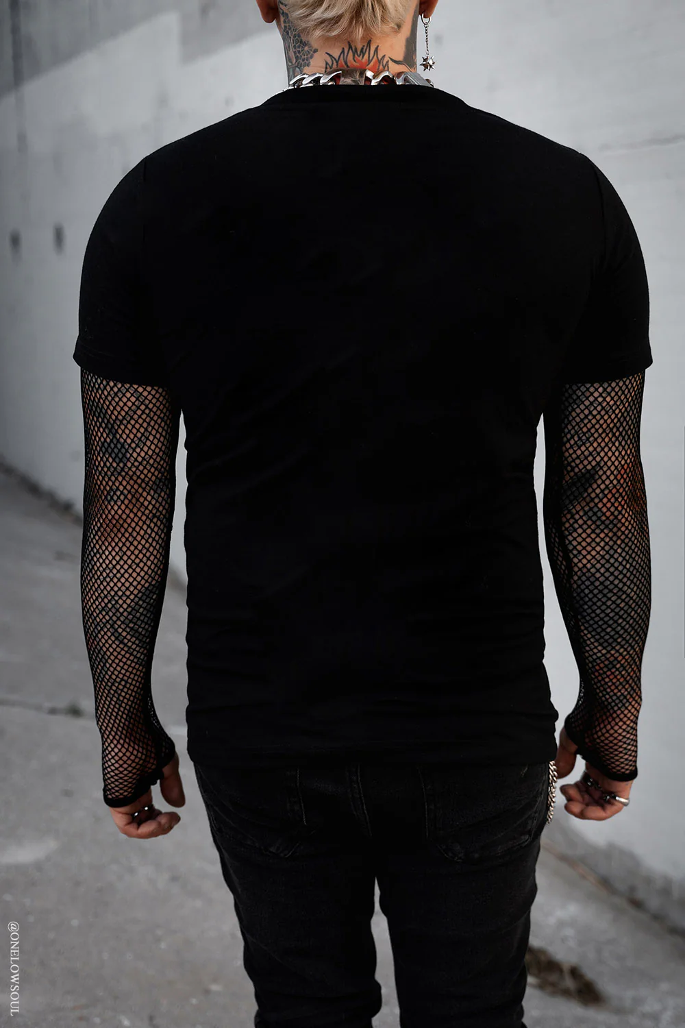 Graveyard Goth Fishnet Sleeve Shirt - Image 8