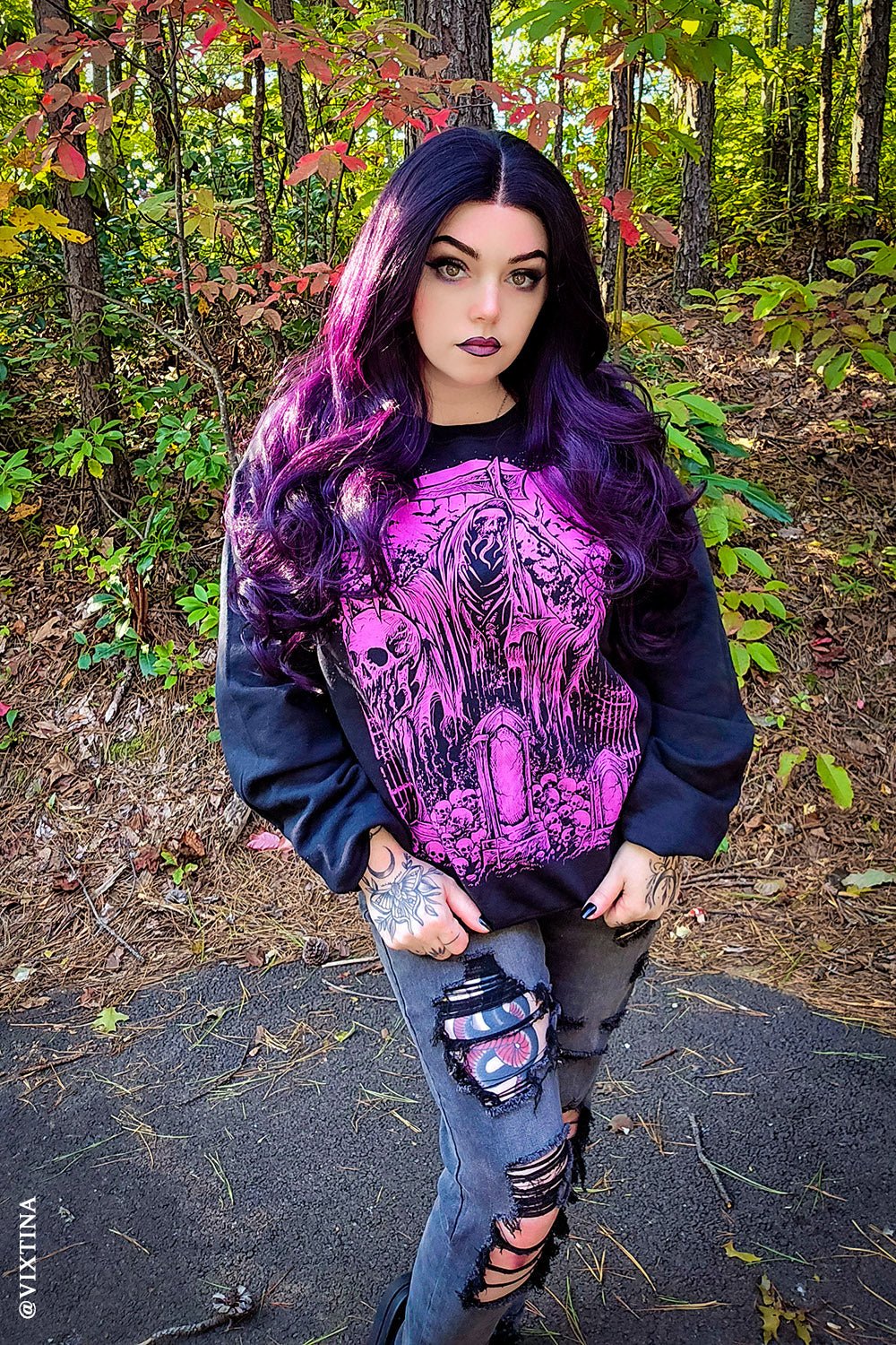 Graveyard Grim Reaper Sweatshirt [PINK] - Image 5