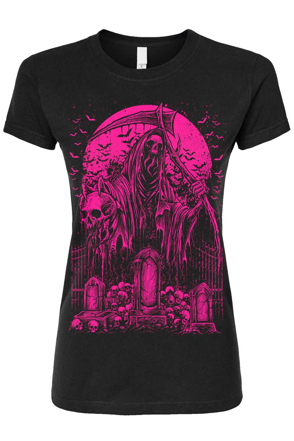 Graveyard Grim Reaper T-shirt [PINK] - Image 3