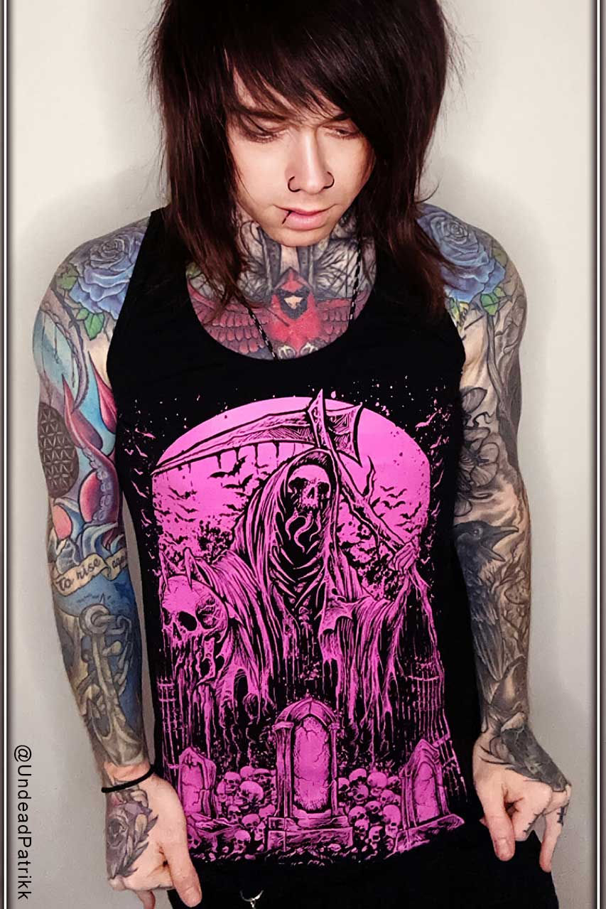 Graveyard Grim Reaper T-shirt [PINK] - Image 8