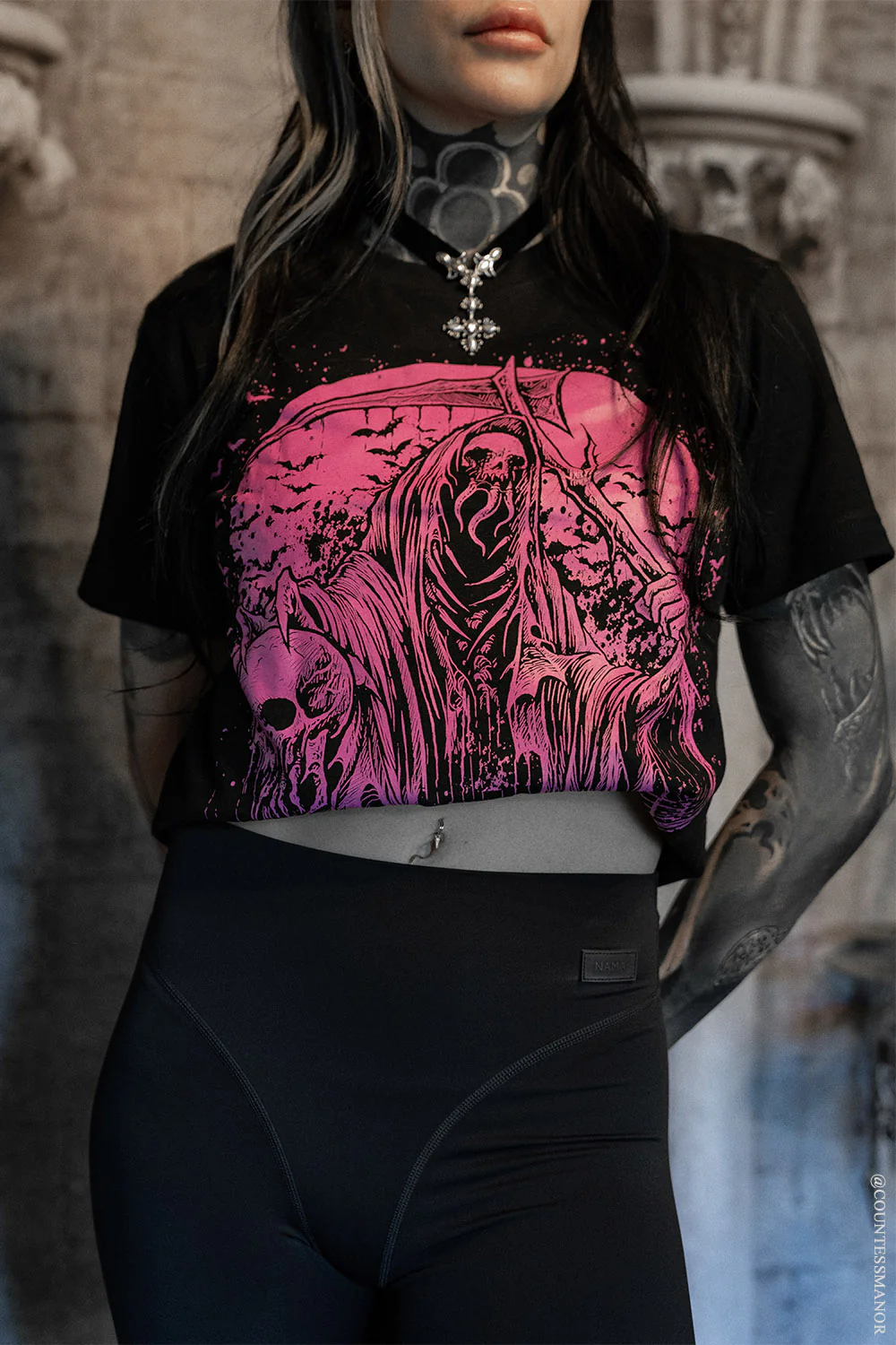 Graveyard Grim Reaper T-shirt [PINK] - Image 9
