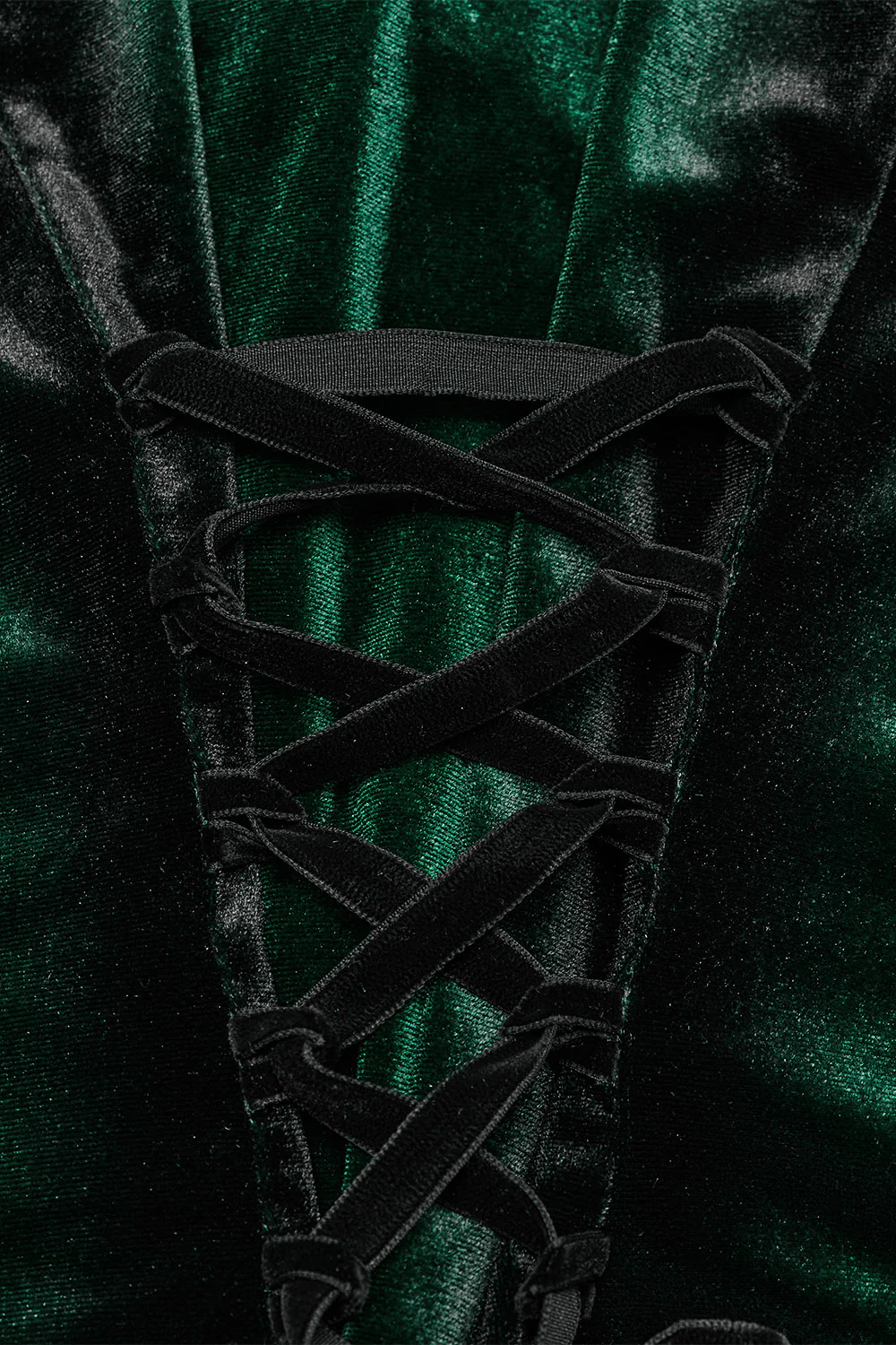 Green Witch Velvet Batwing Collar Buttoned Top [Green] - Image 10