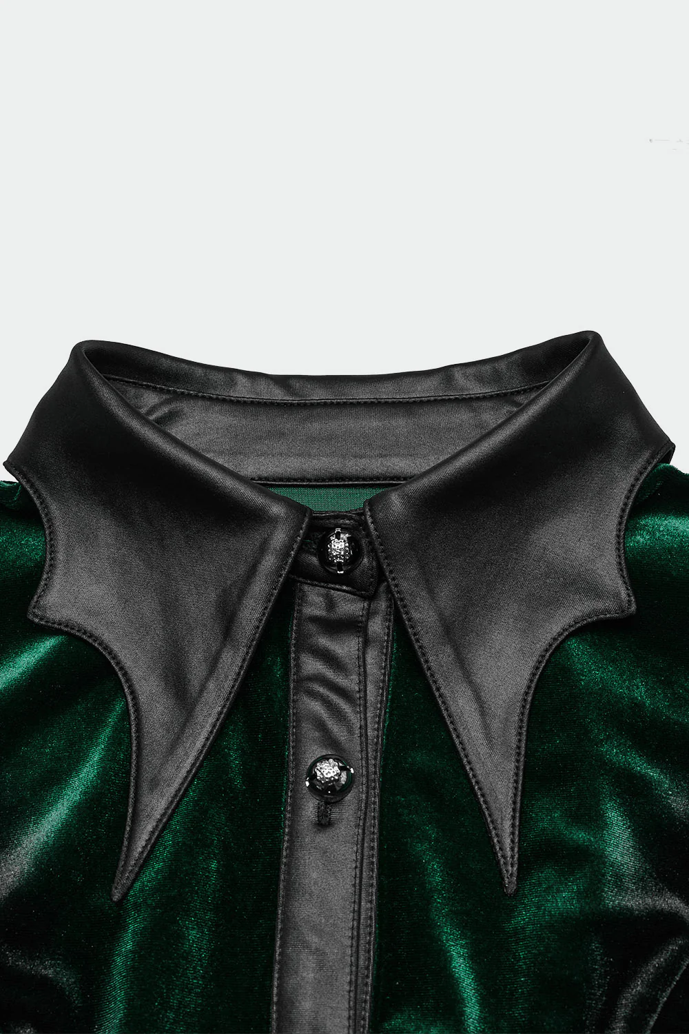 Green Witch Velvet Batwing Collar Buttoned Top [Green] - Image 9