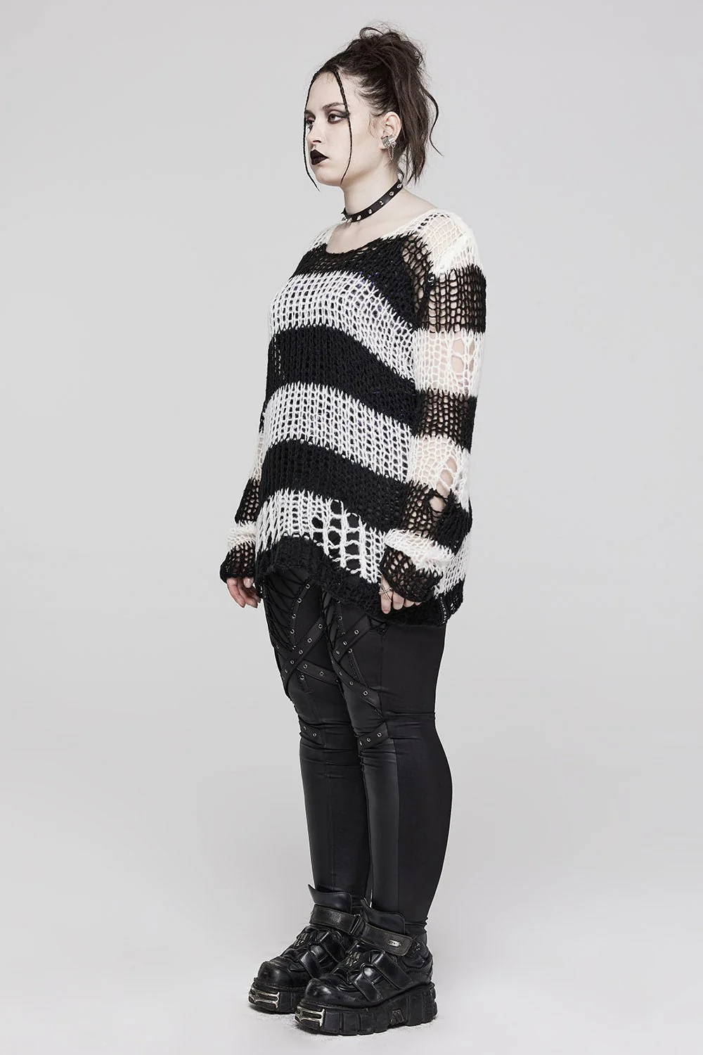 Grunge Gloom Striped Sweater [BLACK/WHITE] - Image 2