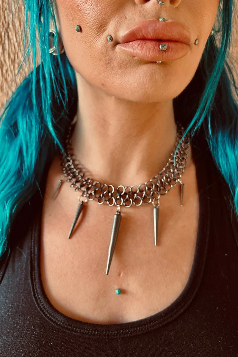 Gun Metal Spike Necklace - Image 2
