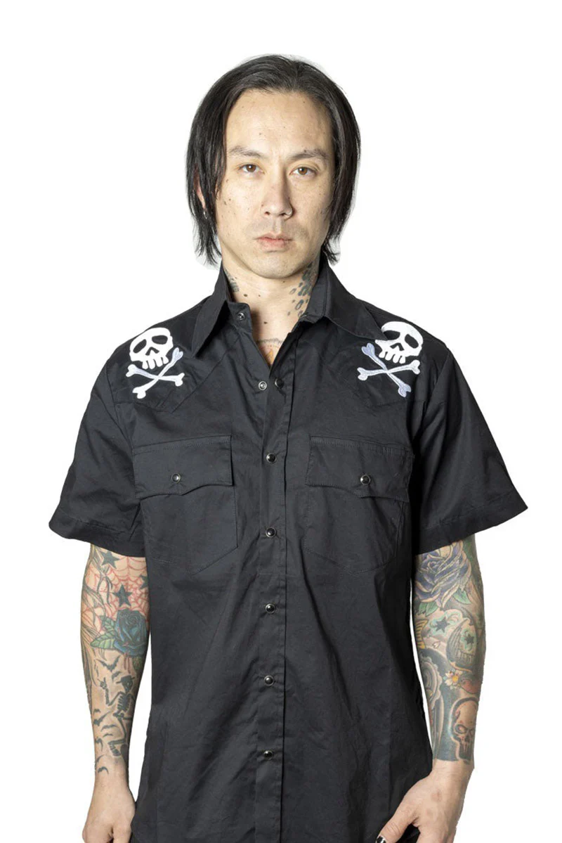 Harlock Skull X Bones Western Shirt - Image 3