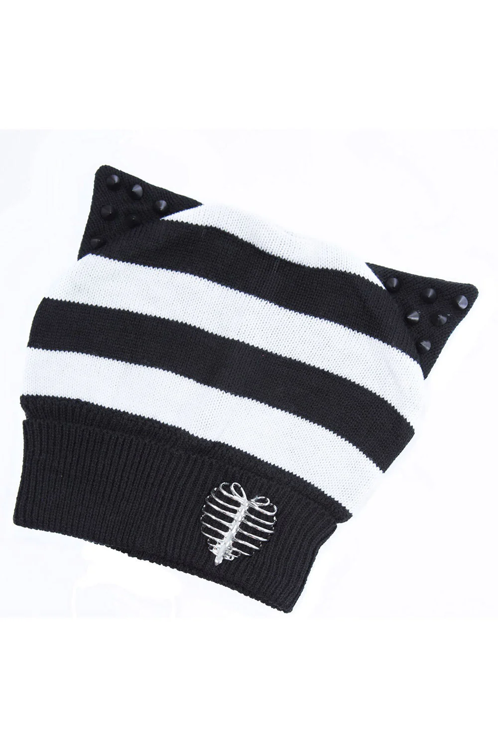 Heartless Kitty Beanie Hat [Black/White] - Image 2