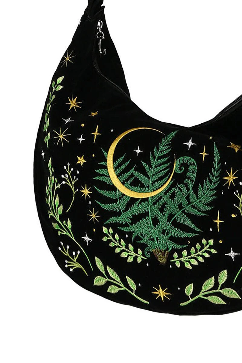 Herbal Hobo Bag with Fern Embroidery - Image 7