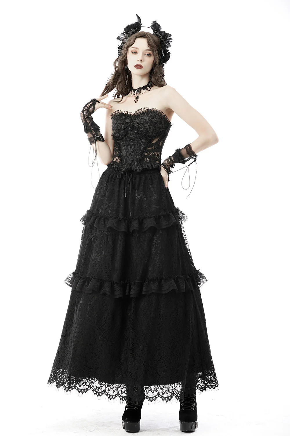 Immortal Long Lace Ruffle Skirt - Image 4
