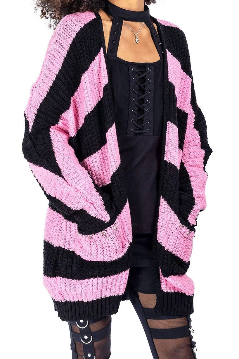 In A Daze Cardigan [BLACK/PINK] - Image 4
