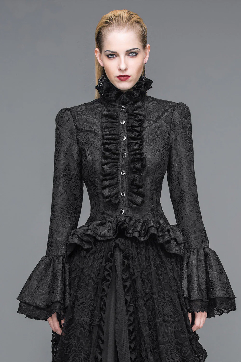 In Memoriam High Collar Ruffle Top - Image 3