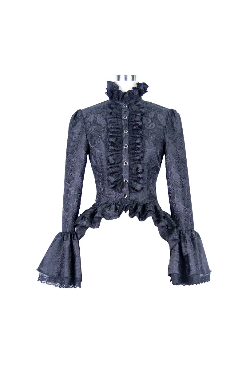In Memoriam High Collar Ruffle Top - Image 7