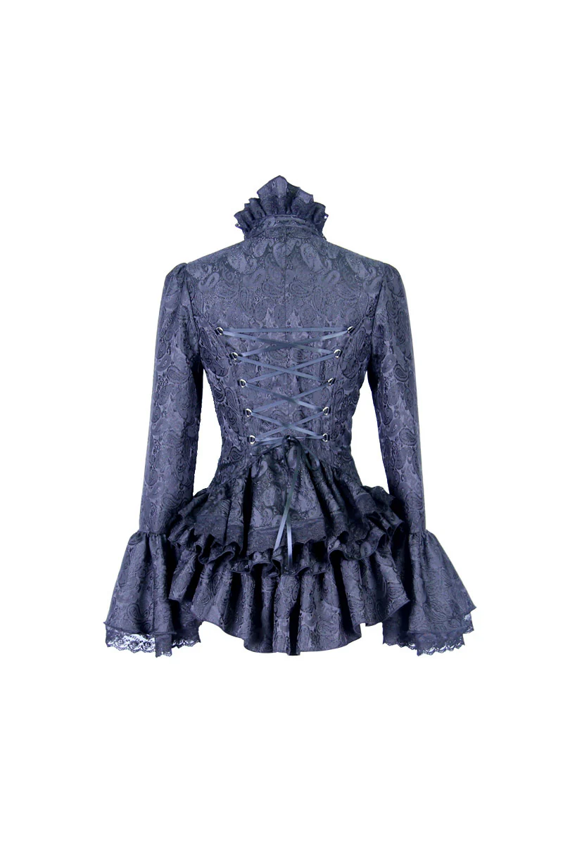 In Memoriam High Collar Ruffle Top - Image 8