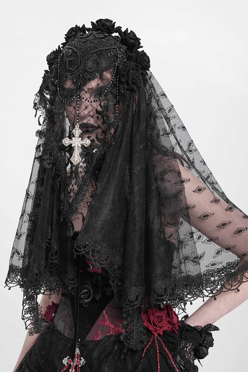 In Mourning Gothic Rosary Veil - Image 3