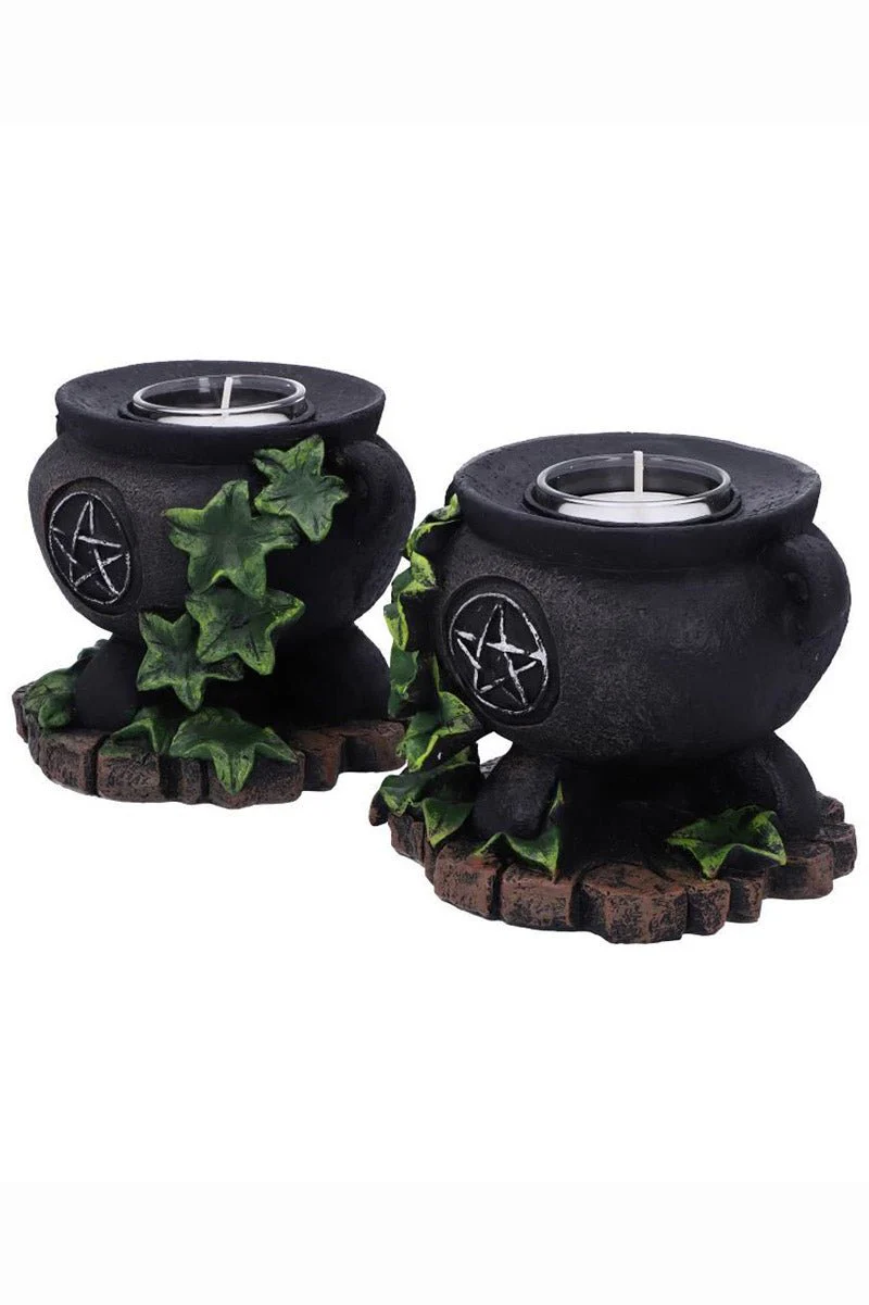 Ivy Cauldron Witches Candle Holders - Image 3