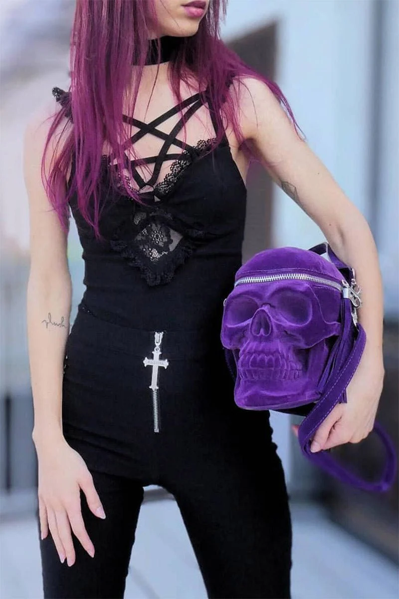 Grave Digger Skull Handbag [Plum Purple] - Image 9