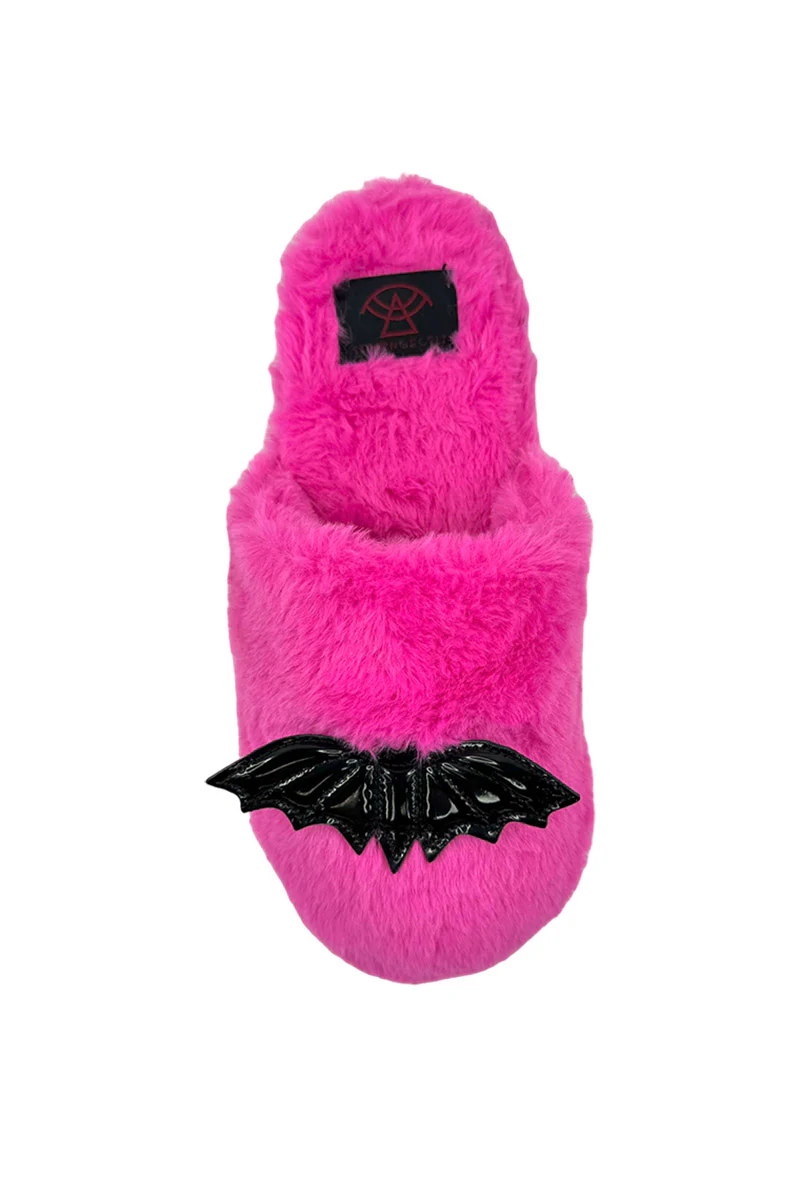 Kreepy Kozy Bat Slippers [HOT PINK/BLACK] - Image 2