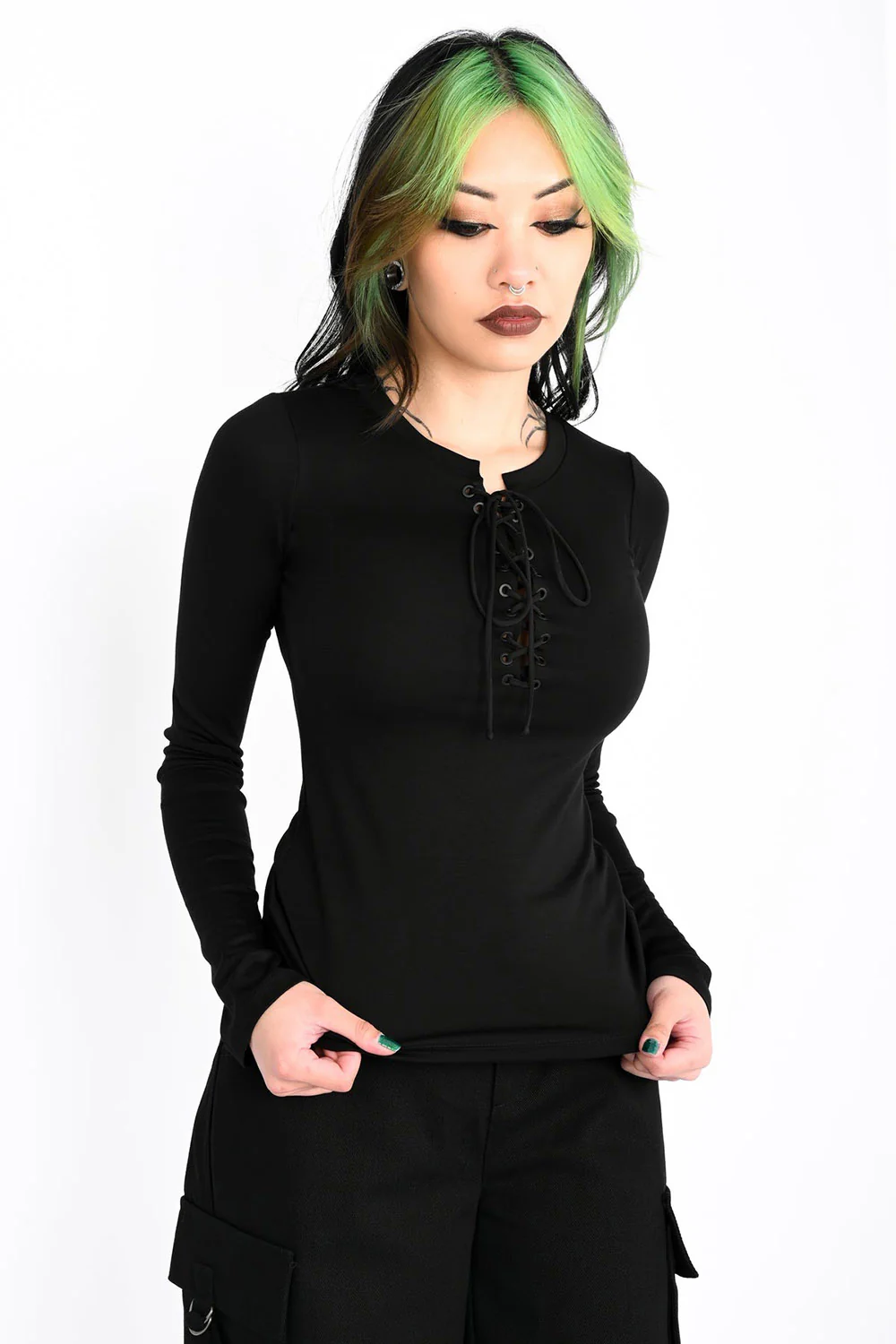 Lace Up Long Sleeve Top - Image 5