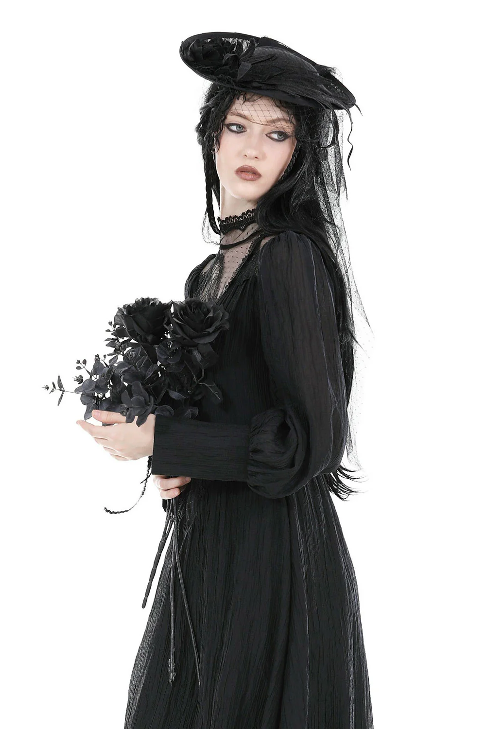 Lady Sorrow Veiled Victorian Hat
