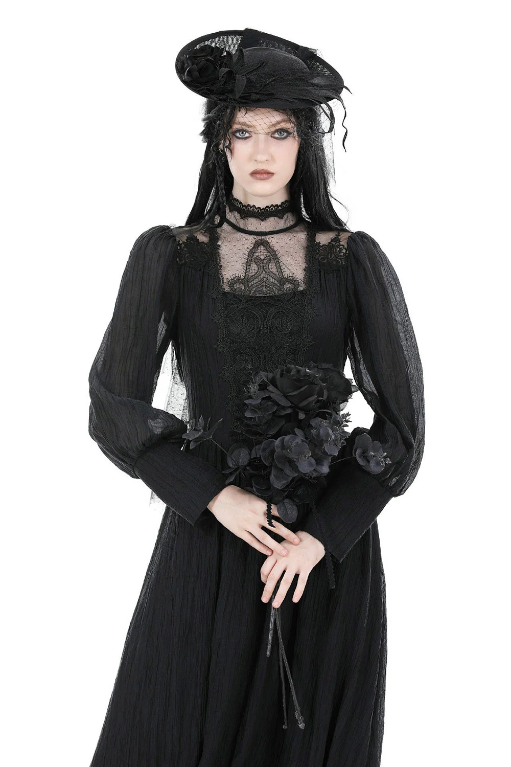 Lady Sorrow Veiled Victorian Hat - Image 2
