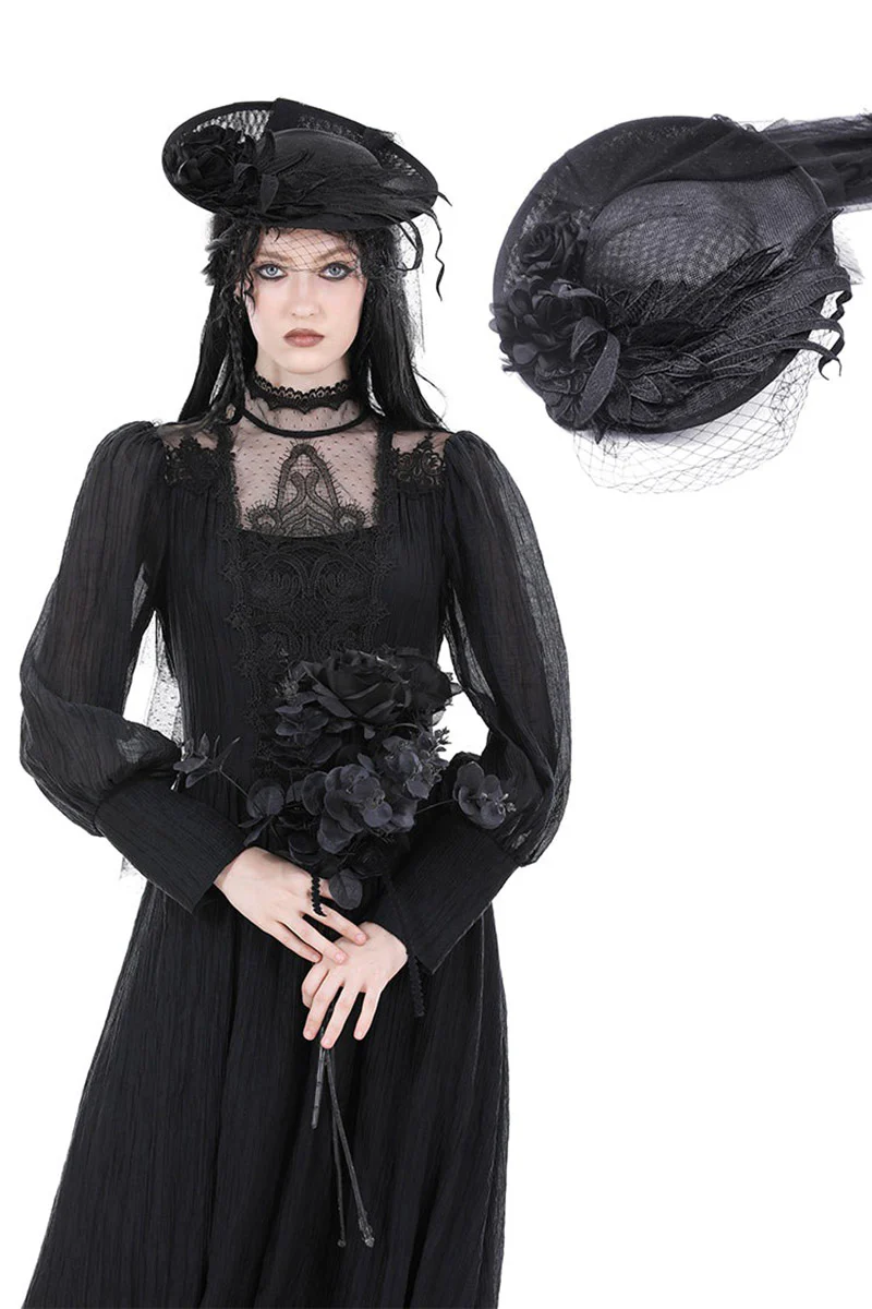 Lady Sorrow Veiled Victorian Hat - Image 5