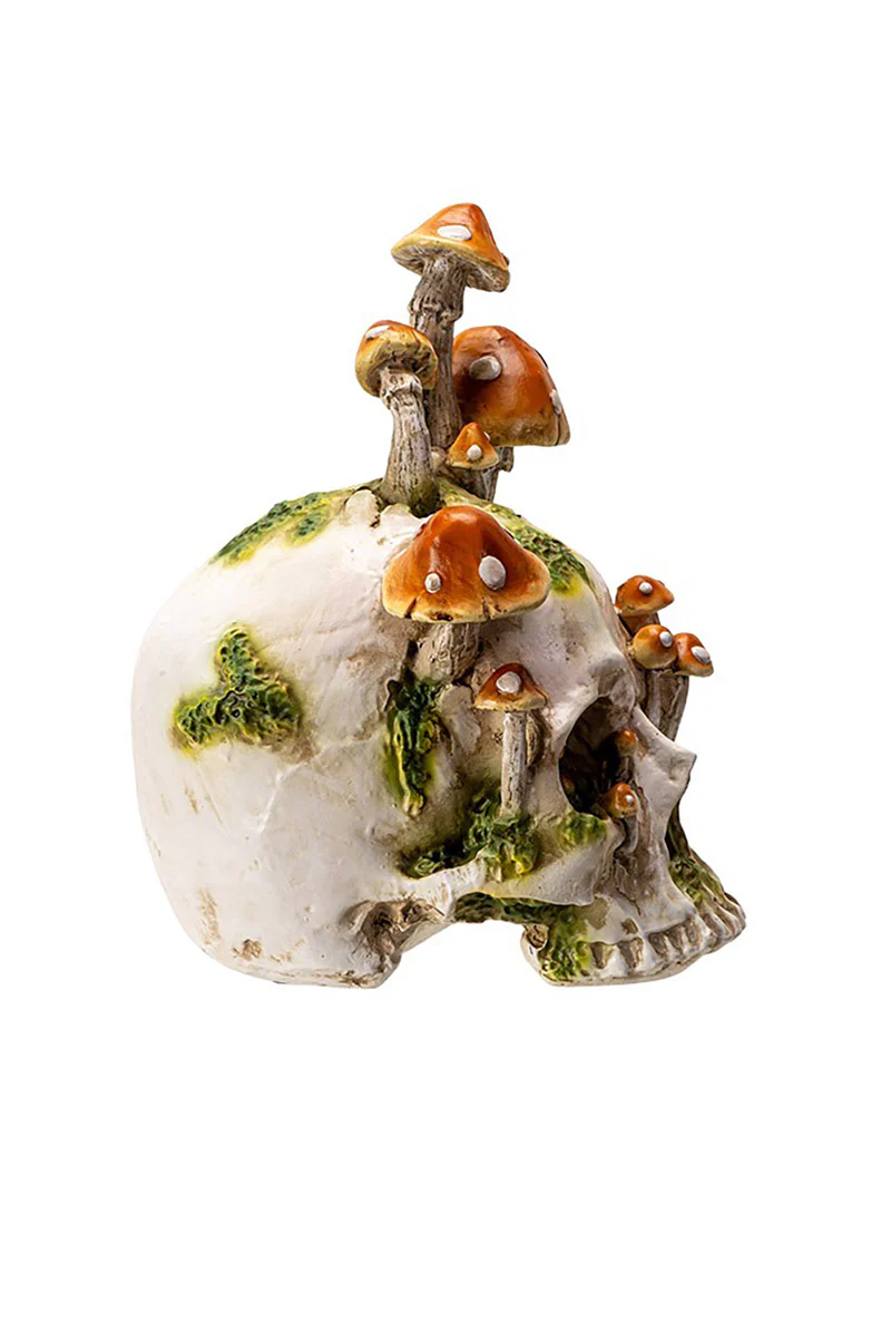Large Skull With Mushrooms Statue - Image 7