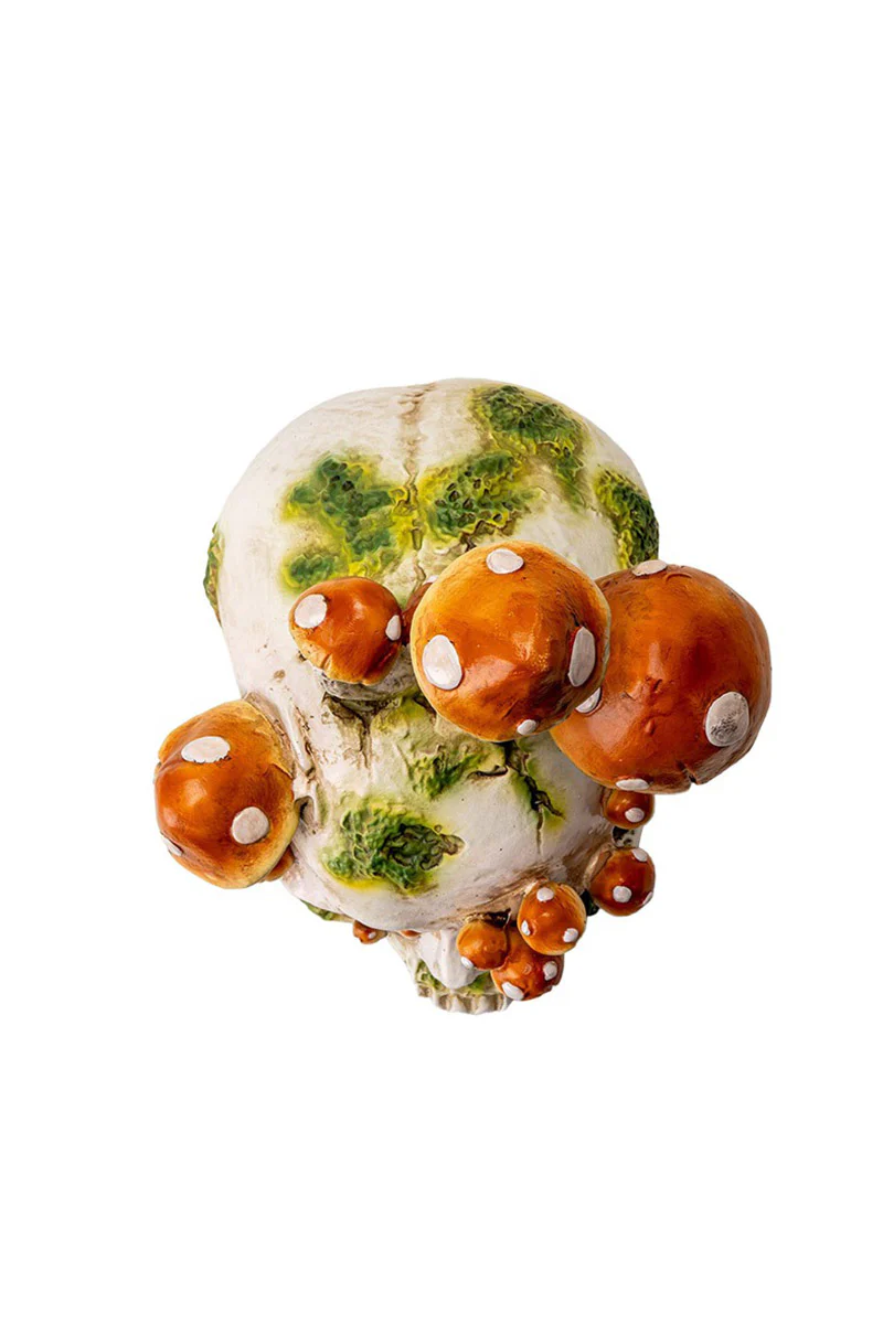Large Skull With Mushrooms Statue - Image 8