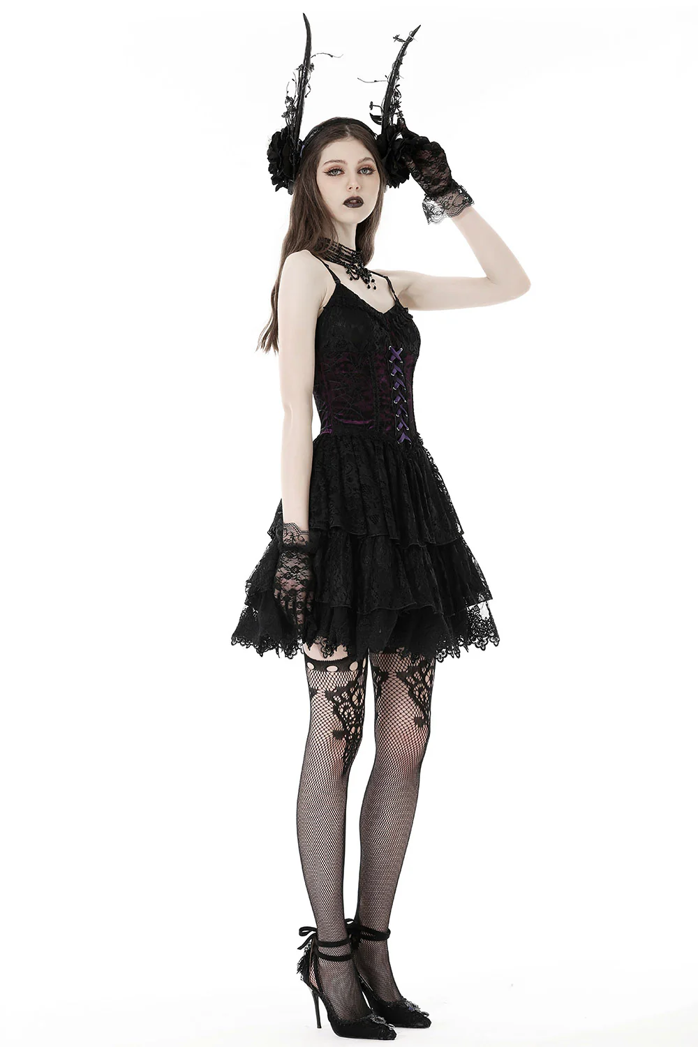 Layered Lace Gothic Corset Dress - Image 5