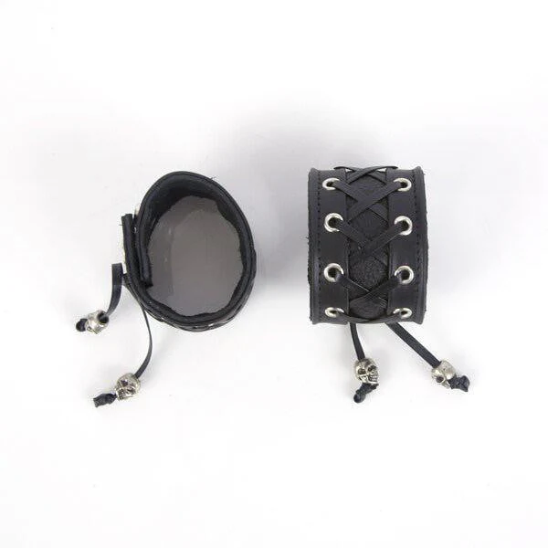 Leather Corset Bracelet - Black - Image 2
