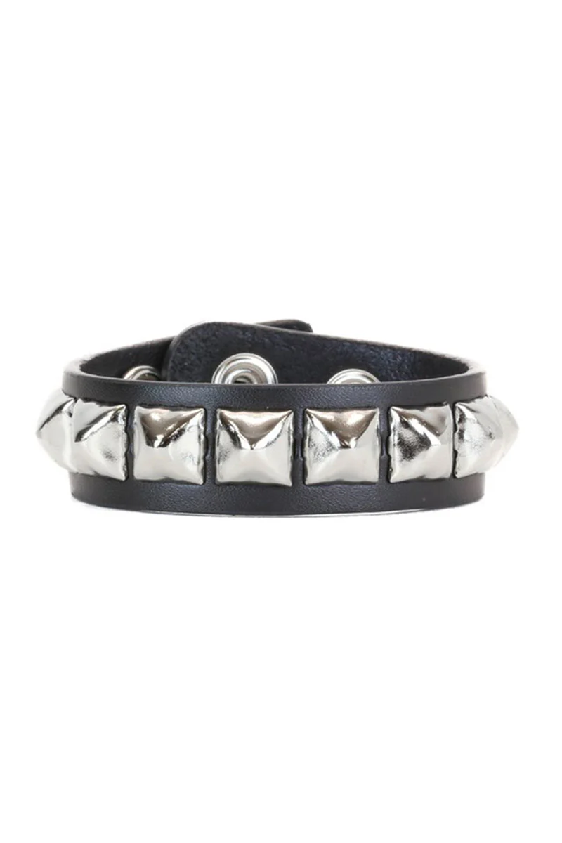 Leather Pyramid Stud Bracelet