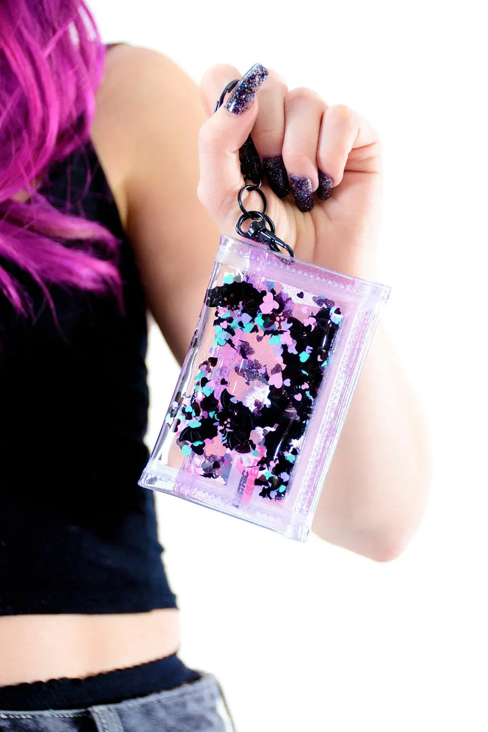 Liquid Glitter Tiny Wallet [Nocturnal Hearts - CLEAR] - Image 2