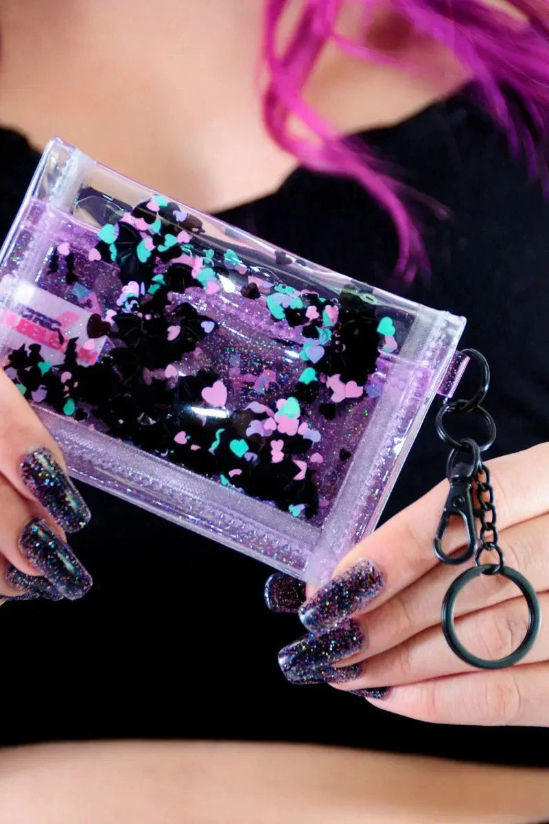 Liquid Glitter Tiny Wallet [Nocturnal Hearts - CLEAR] - Image 4