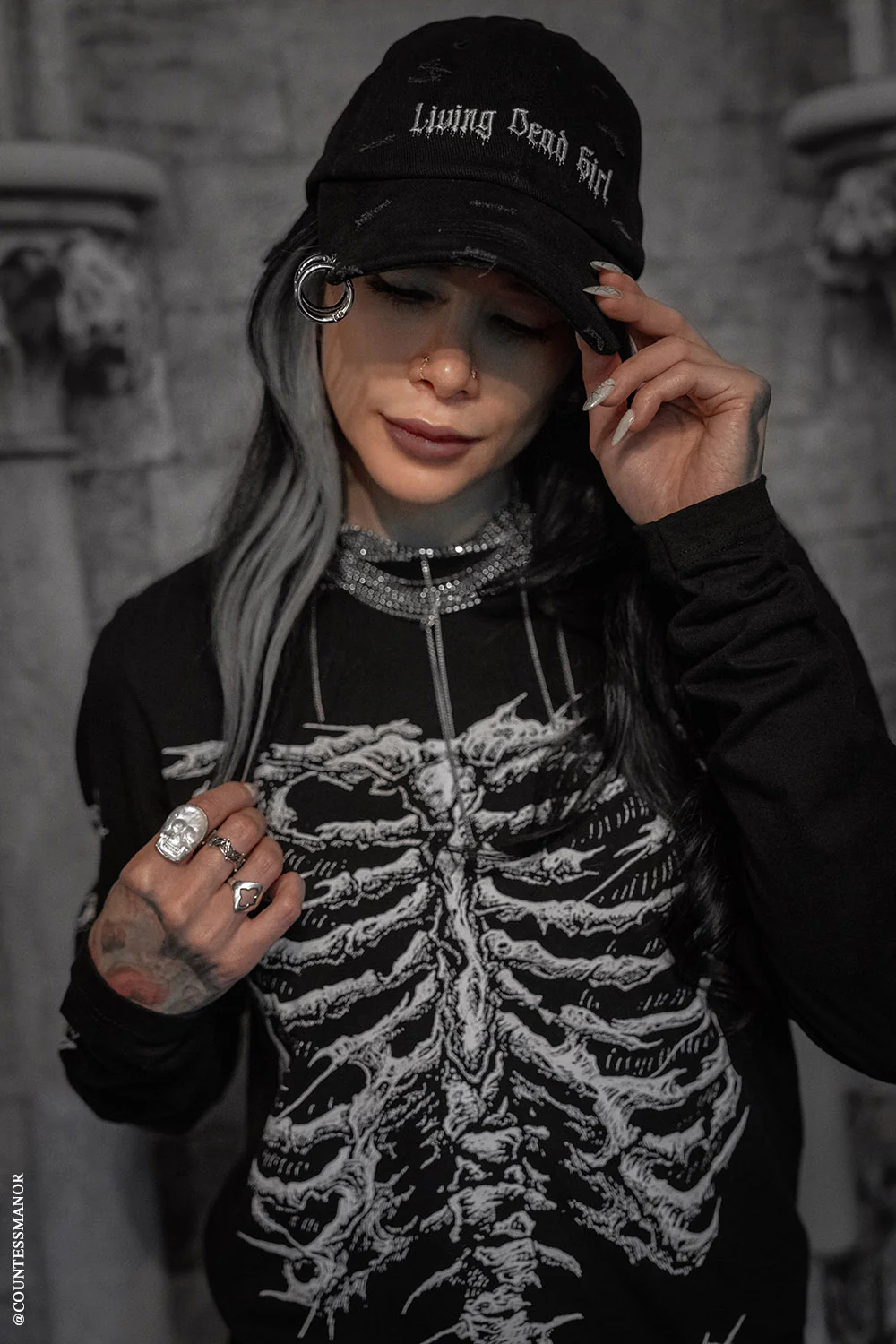 Living Dead Girl Pierced Baseball Cap - Image 2