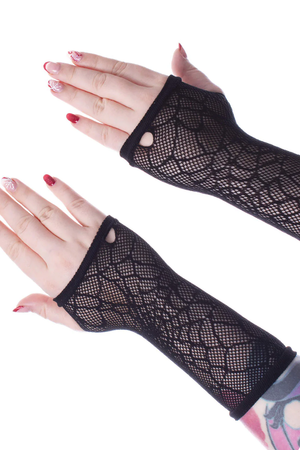 Long Web Mesh Gloves [BLACK] - Image 3