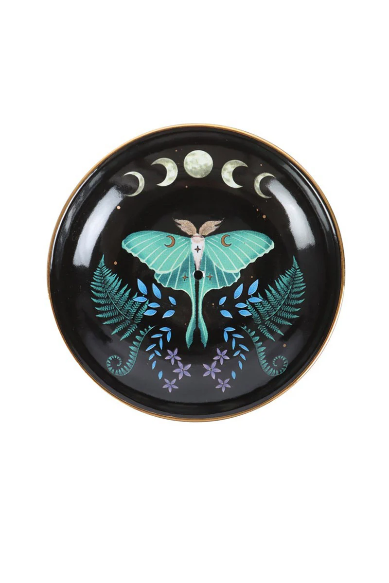 Luna Moth Ceramic Incense Holder Plate - Image 2