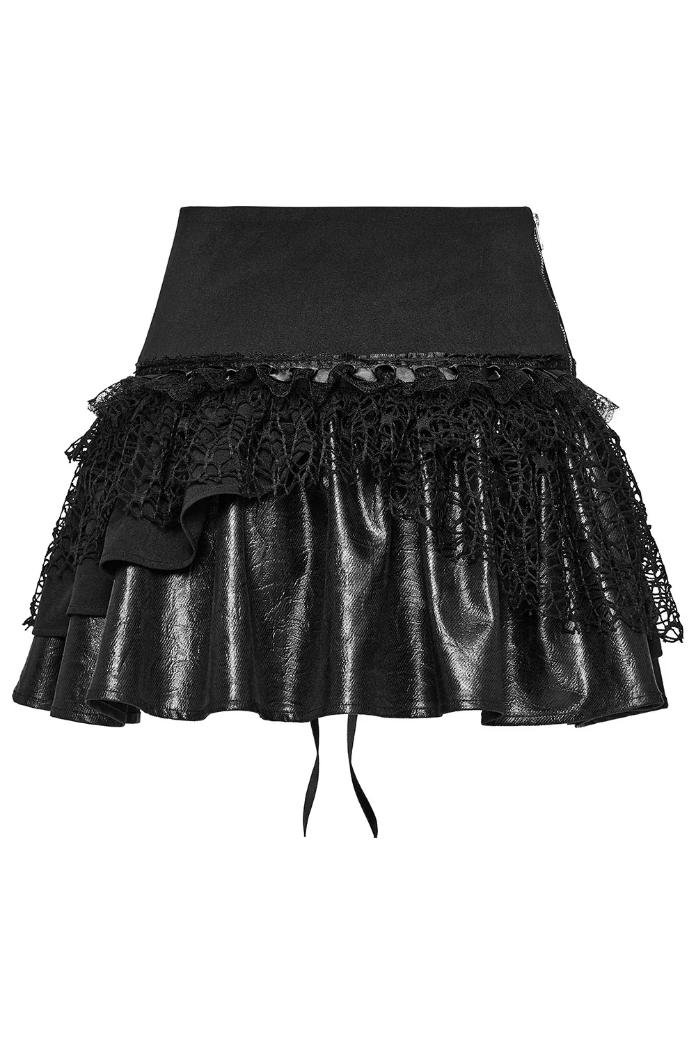Luna Noire Lace-Up Ruffled Mini Skirt - Image 9