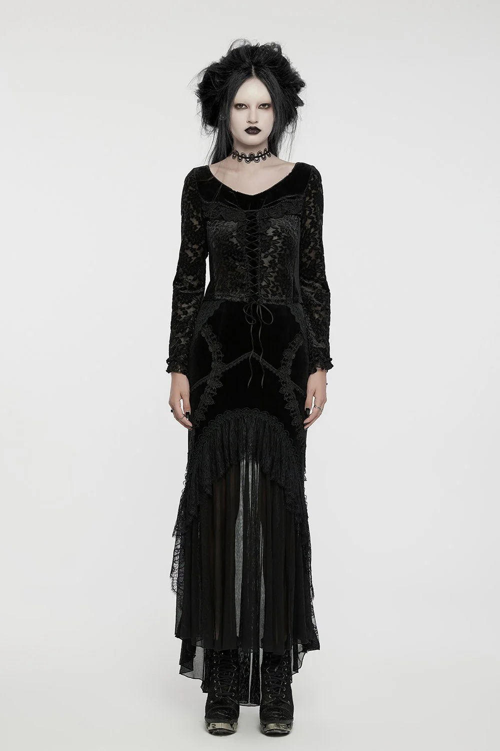 Lunar Eclipse Velvet Mesh Maxi Skirt - Image 2