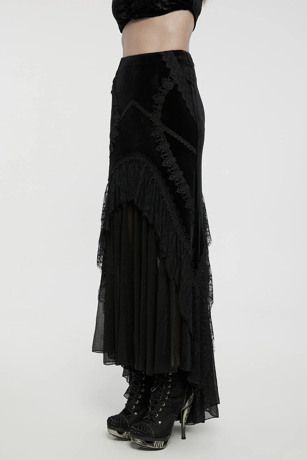 Lunar Eclipse Velvet Mesh Maxi Skirt - Image 4