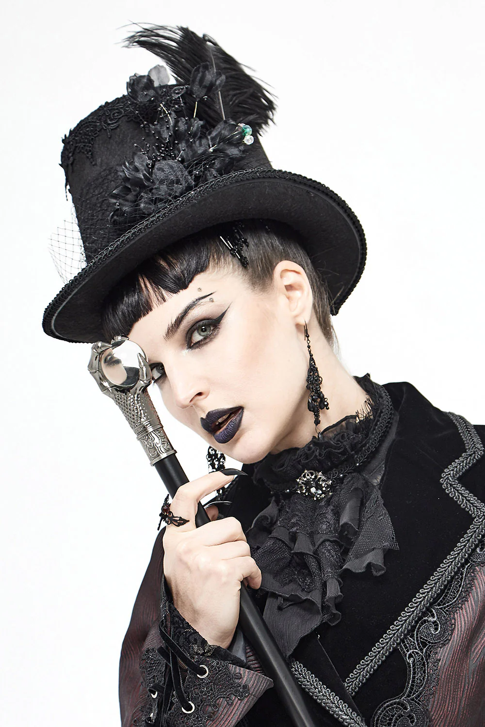 Mad Hatter Veiled Top Hat - Image 2