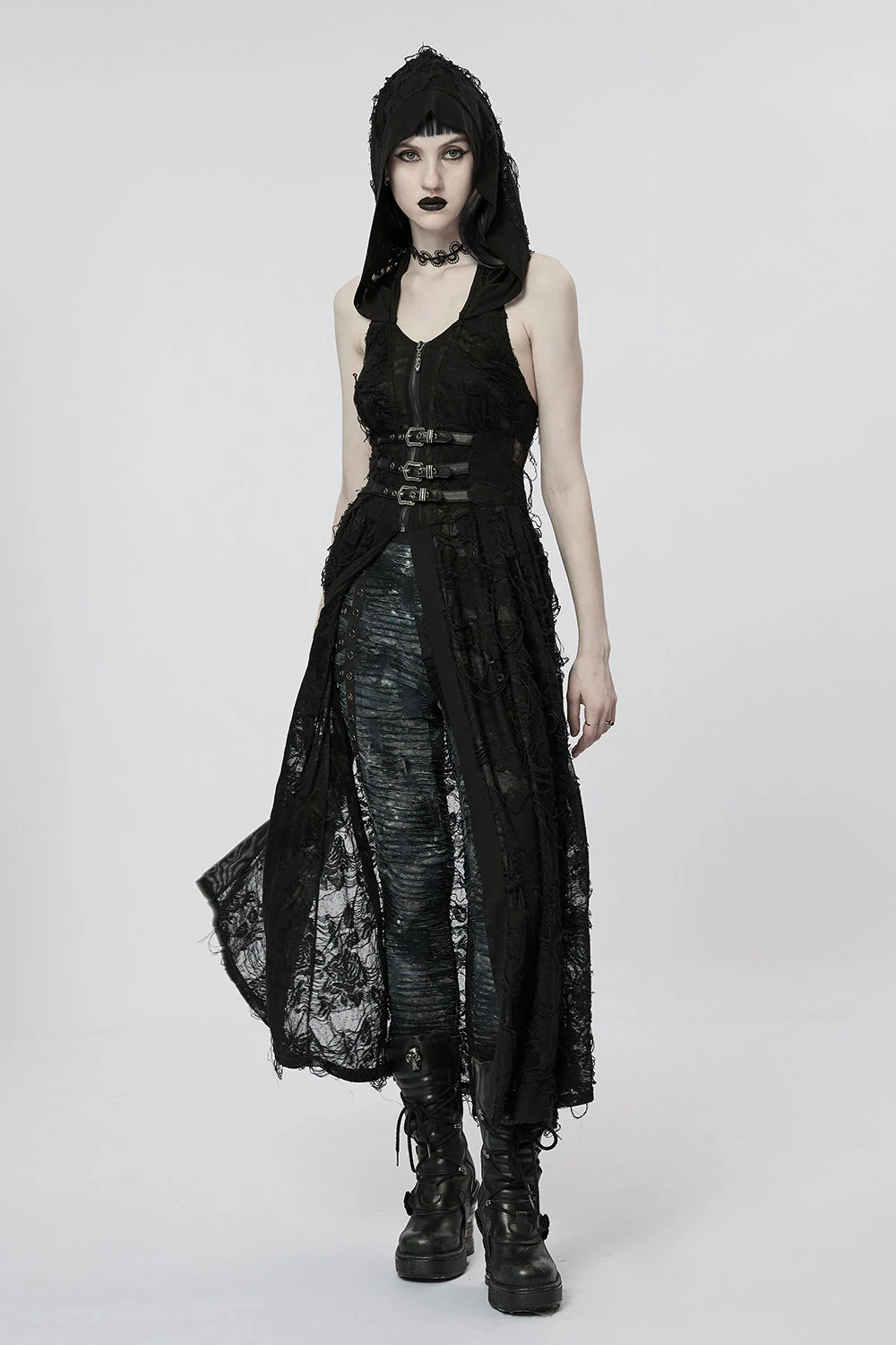 Mage Distressed Hooded Dress Set - Image 5