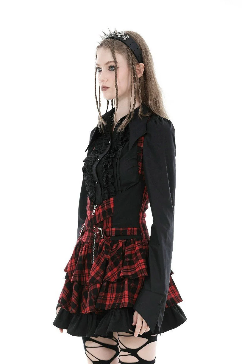 Mavis Batwing Collar Button-Up Shirt [Black] - Image 5