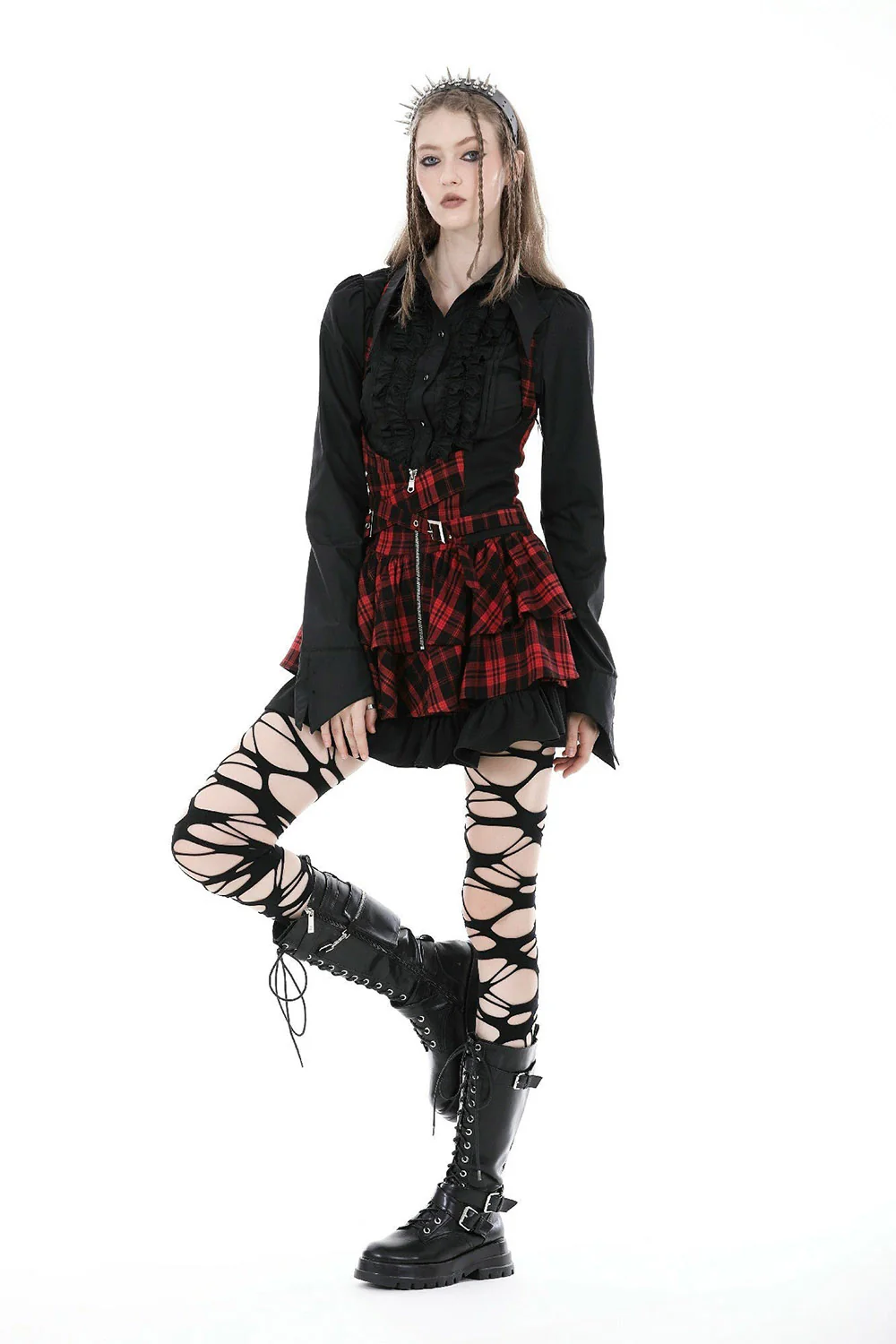Mavis Batwing Collar Button-Up Shirt [Black] - Image 8