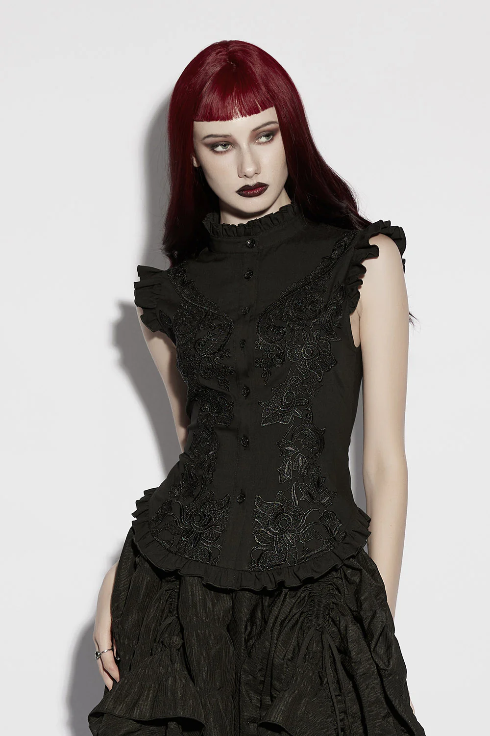 Midnight Garden Ruffled Top