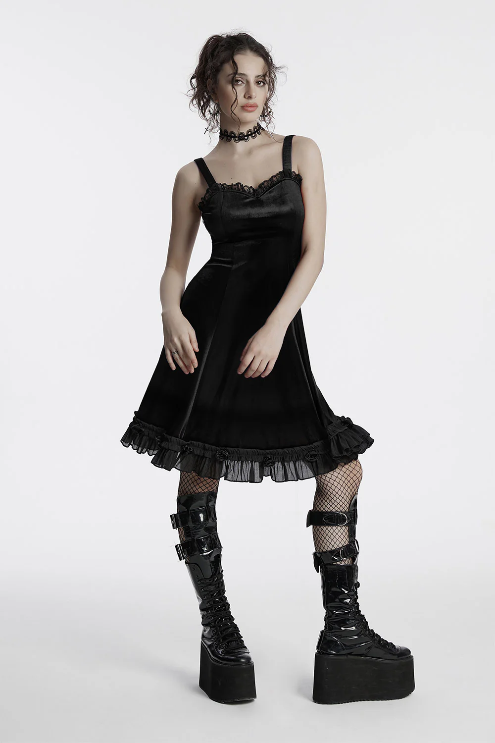 Midnight Spell Velvet Slip Dress [Black] - Image 4