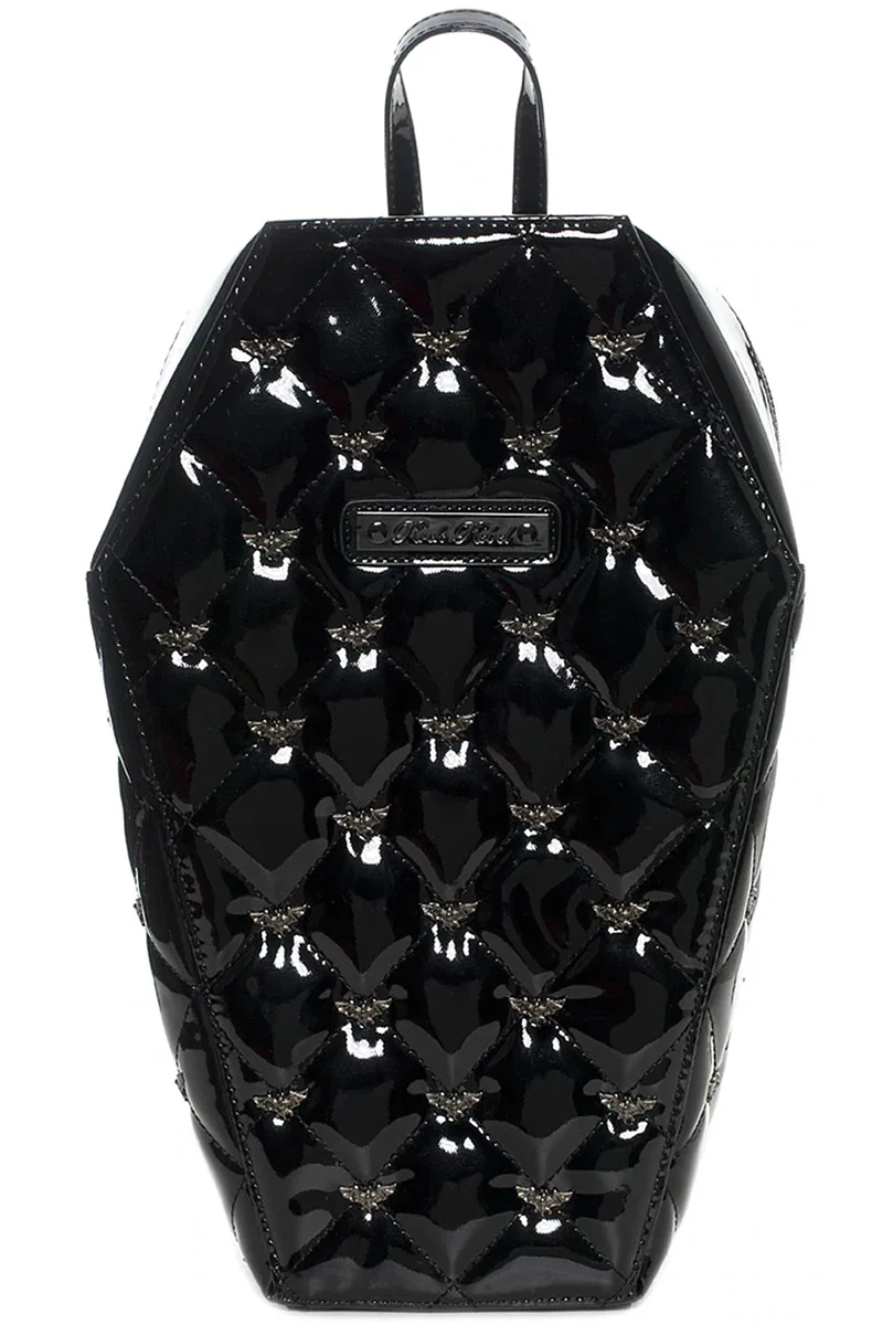 Mina Quilted Bat Coffin Backpack [Vinyl Black]