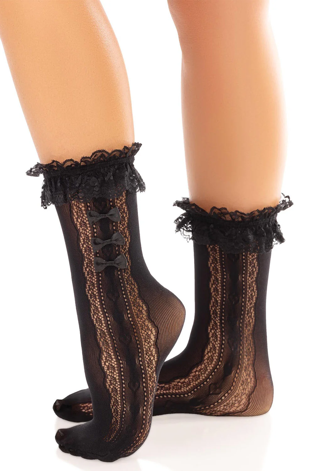 Mini Bow Ruffled Lace Fishnet Socks [Multiple Colors] - Image 9